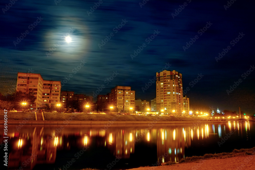 City landscape, view of the embankment. Russia, city of Orel