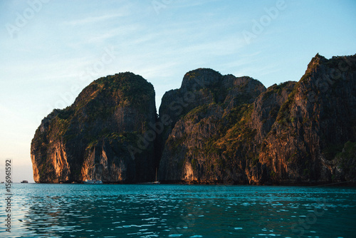 Beautiful mountains and clear sea at the Phi Phi islands
