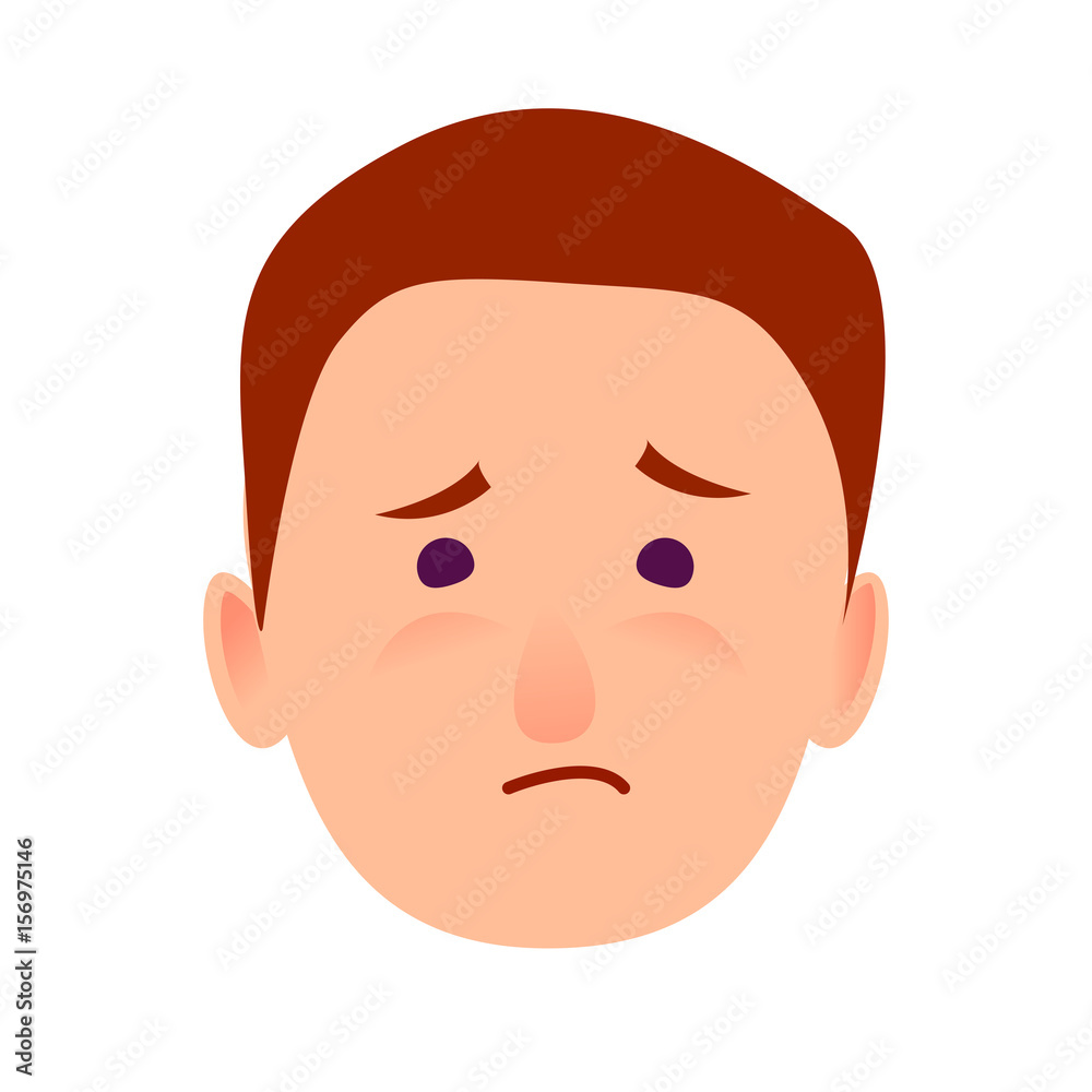 Sorrowful Face Emotion on Man-child Close-up Icon Sorrowful Face Emotion on Man-child Close-up Icon