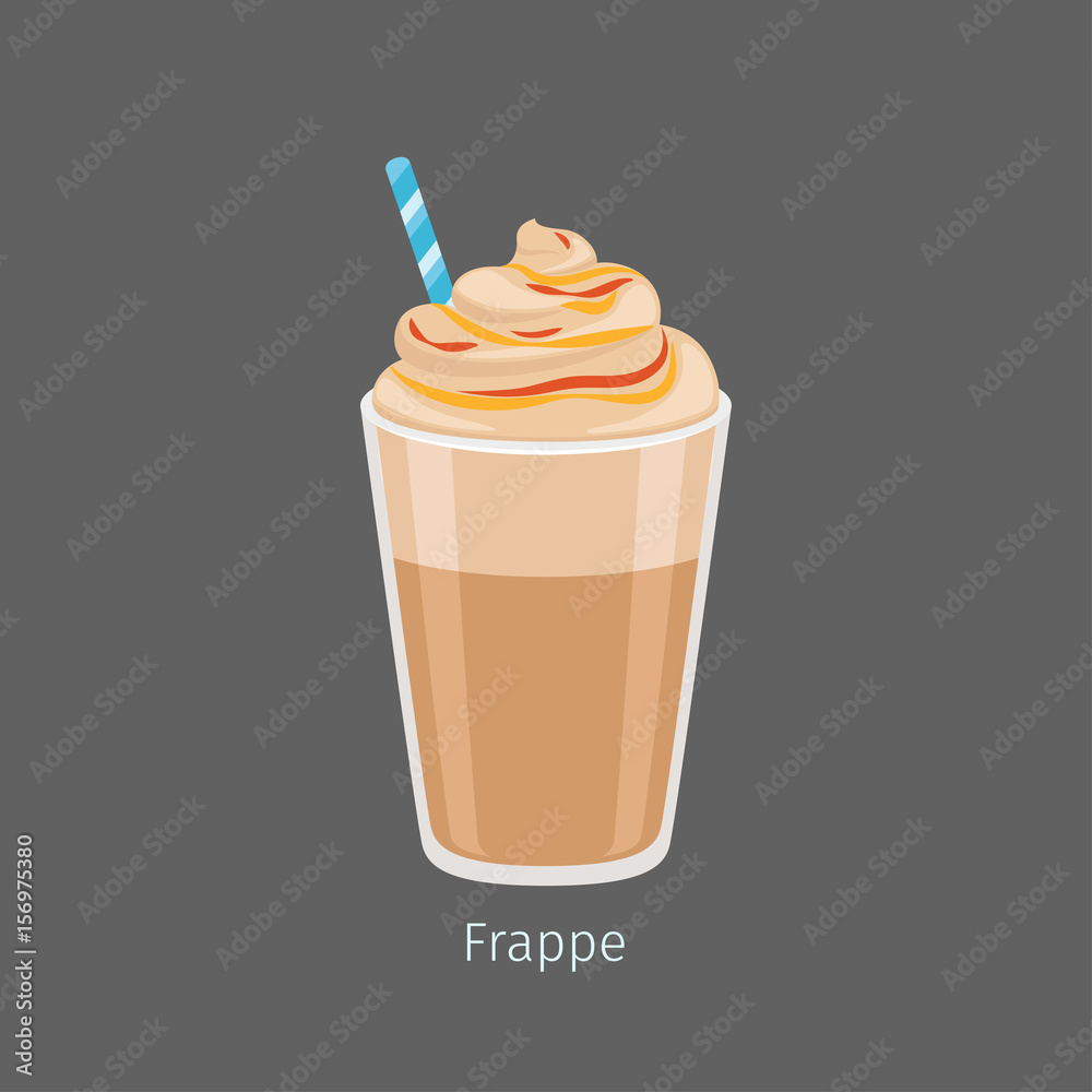 Glass of Chilled Frappe Coffee Drink Flat Vector Glass of Chilled Frappe Coffee Drink Flat Vector