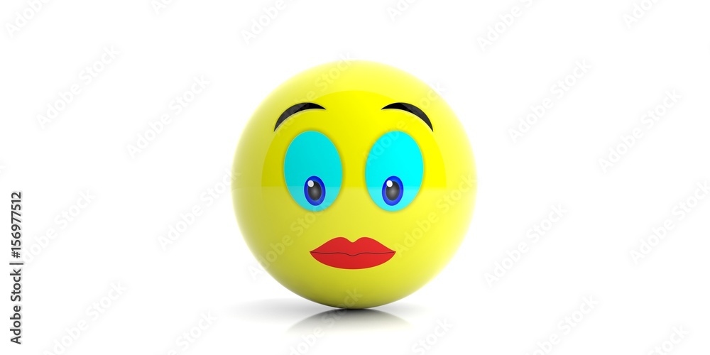 Yellow emoji girl on white background. 3d illustration Yellow emoji girl on white background. 3d illustration
