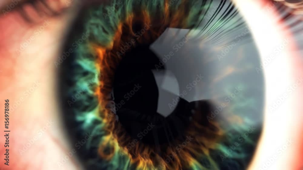 Eye iris macro moving inside. 4k animation