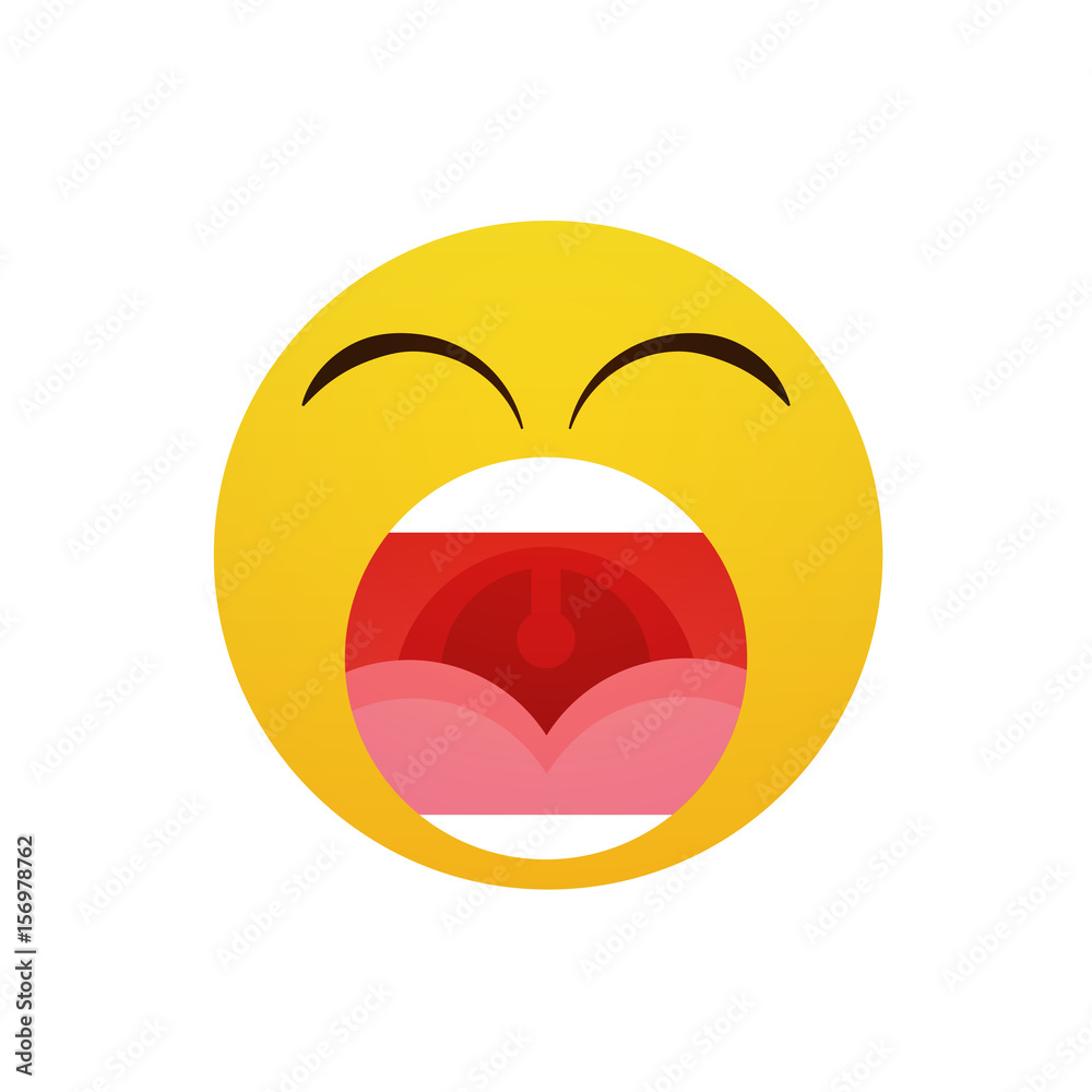 Fototapeta premium Yellow Cartoon Face Screaming People Emotion Icon Flat Vector Illustration