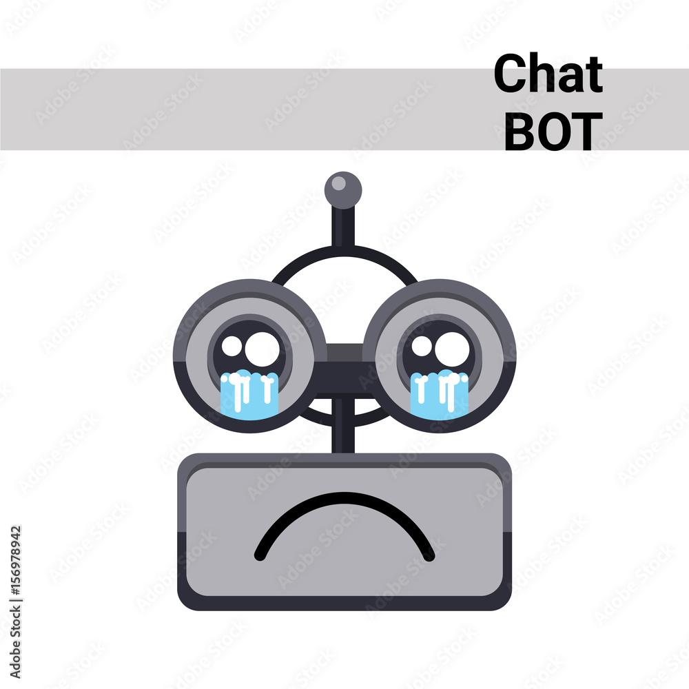 Cartoon Robot Face Cry Emotion Chat Bot Icon Flat Vector Illustration Stock  Vector | Adobe Stock