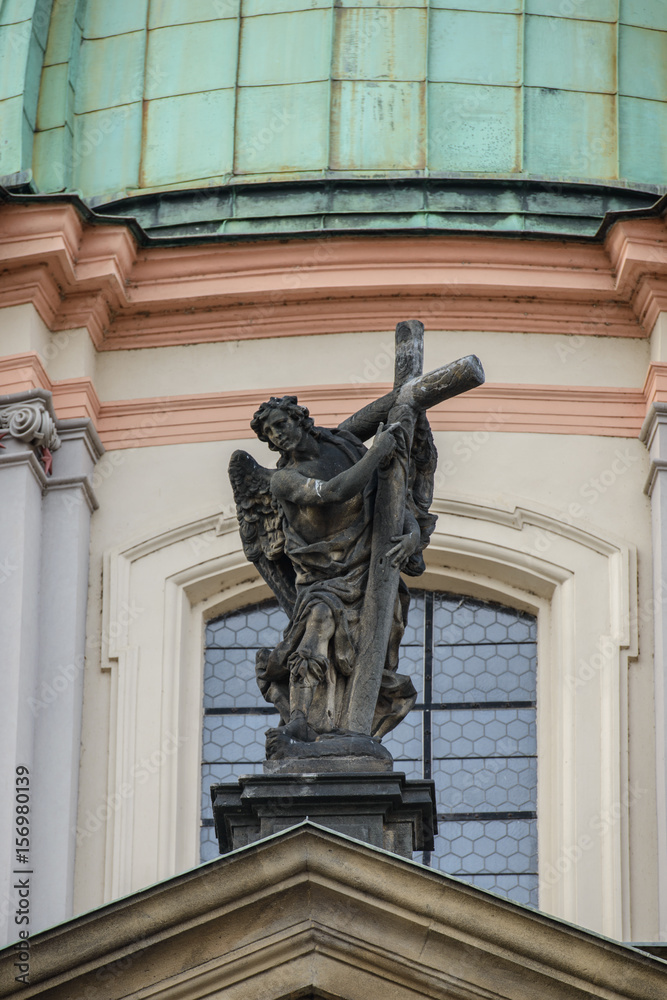 PRAGUE, CZECH REPUBLIC - 12 MAY 2017: Exterior views of famous Saint Salvator Church in Prague. Prague is the capitol city of Czech Republic