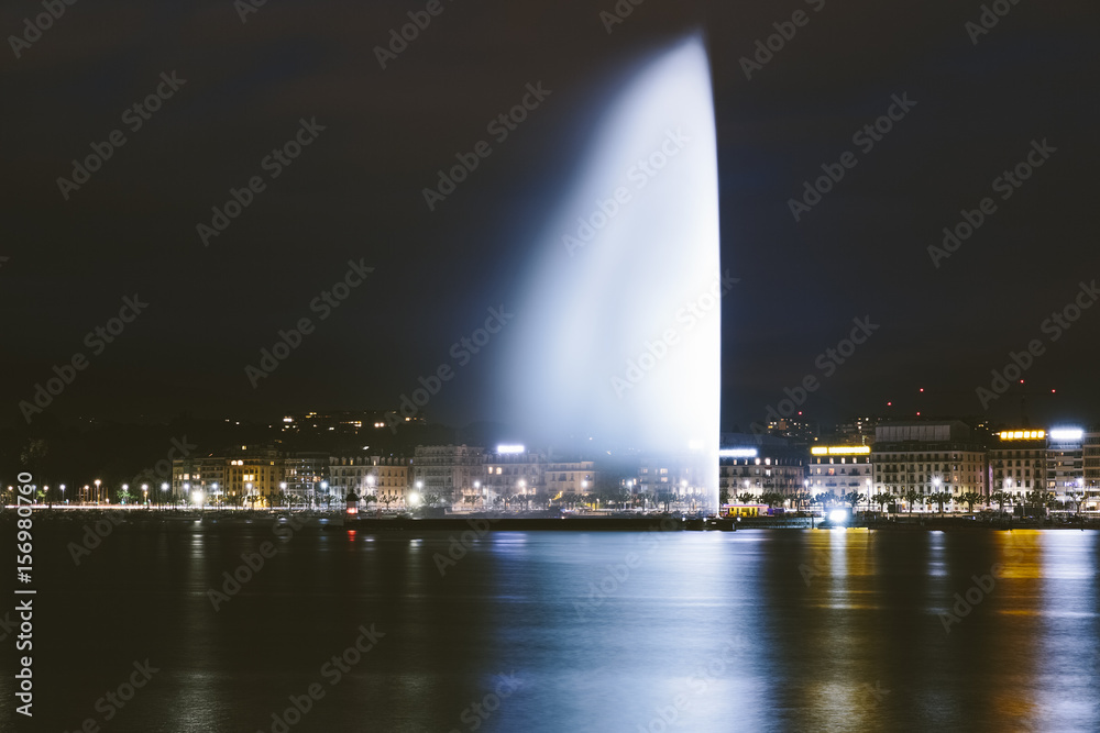 Geneva fountain at night Geneva fountain at night