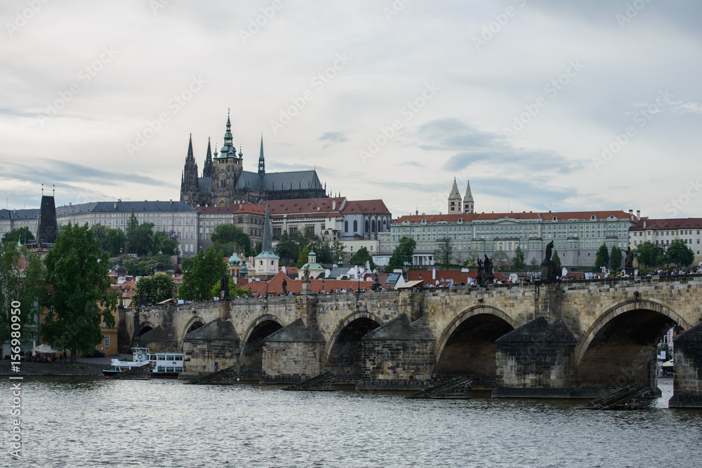 Obraz premium river Vltava and Charles bridge,Prague,capital city Czech republic