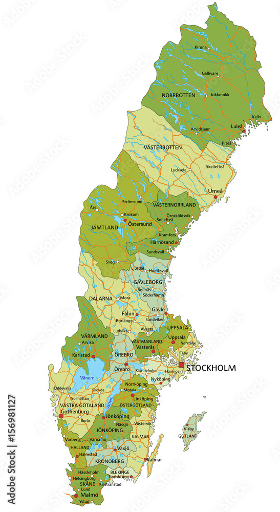 Photo & Art Print Highly detailed editable political map with separated ...