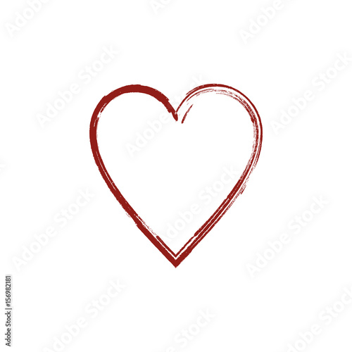 Vector red heart. Hand drawn  icon on a white background