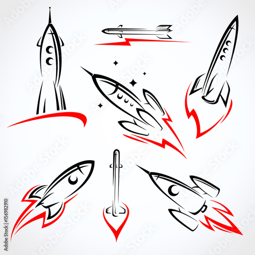 Rockets collection set. Vector