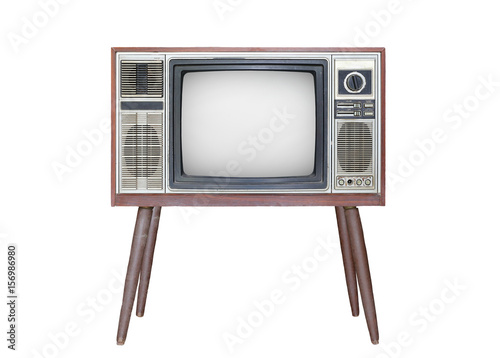 Classic Vintage Retro Style old television isolated on white background.