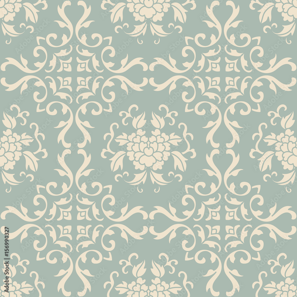 Antique seamless background curve vine leaf flower Antique seamless background curve vine leaf flower