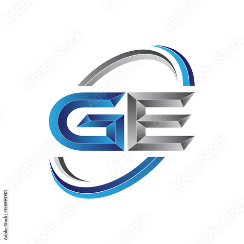 Simple initial letter logo modern swoosh GE