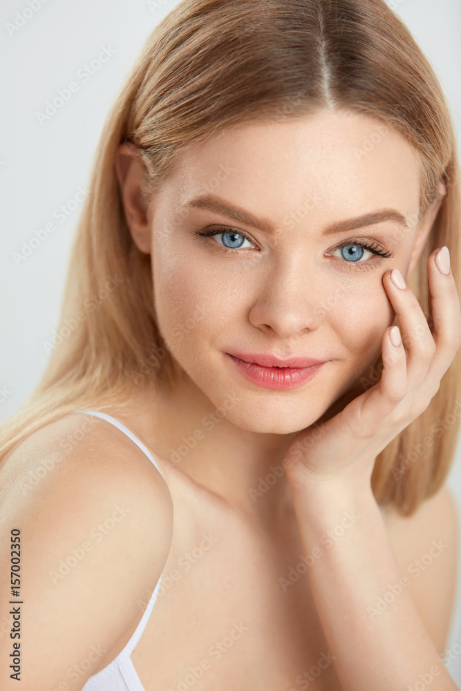 Woman Beauty Face. Portrait Girl With Soft Skin, Natural Makeup Woman Beauty Face. Portrait Girl With Soft Skin, Natural Makeup