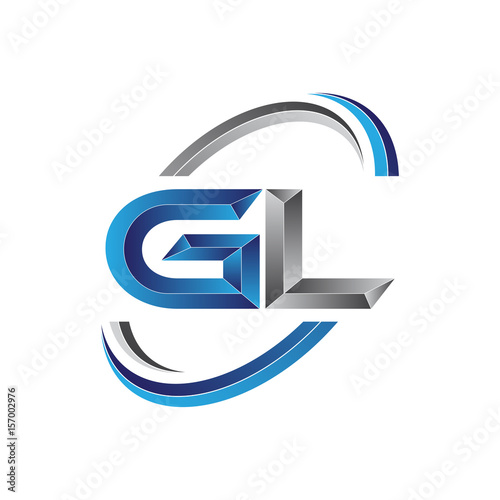 Simple initial letter logo modern swoosh GL