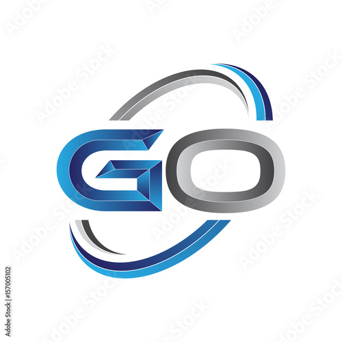 Simple initial letter logo modern swoosh GO