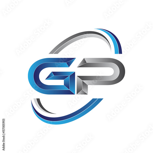 Simple initial letter logo modern swoosh GP