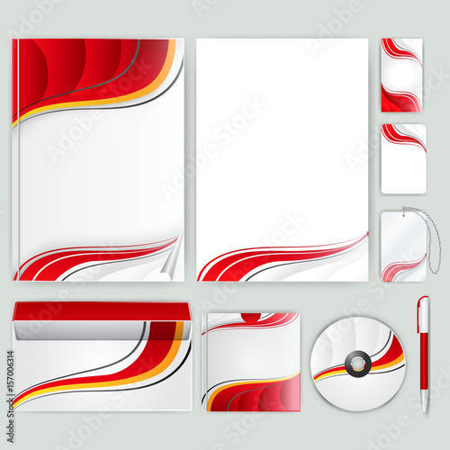 Corporate identity template with color elements. Vector company business style for brandbook, report and guideline. Stationery template with abstract pattern theme illustration.