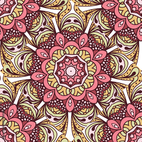 Vector seamless pattern with decorative elements. Geometric colorful pattern for printing