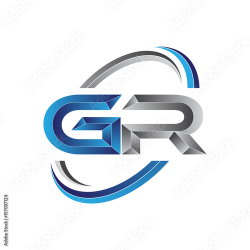 Simple initial letter logo modern swoosh GR