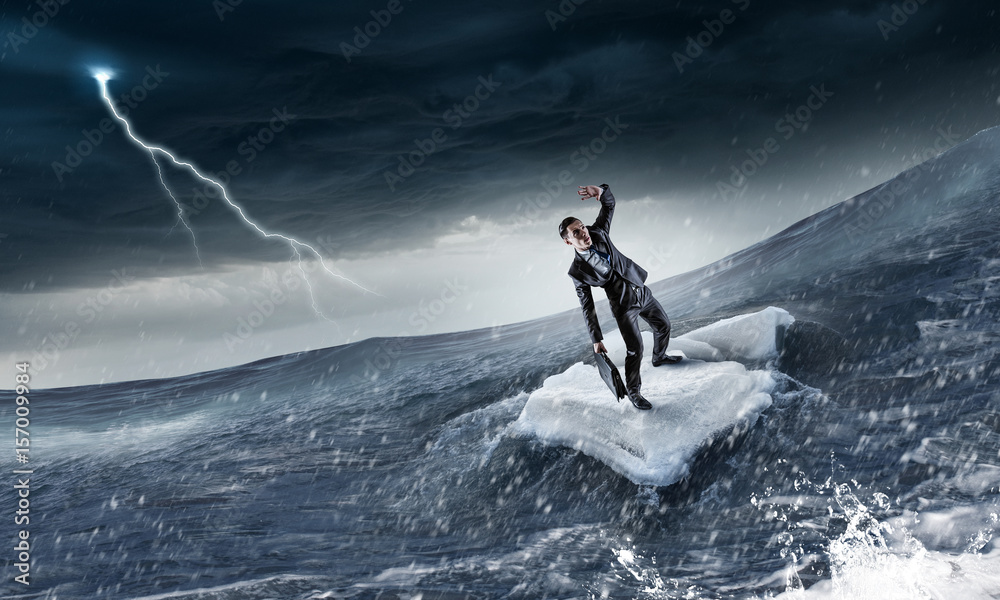 Surfing sea on ice floe Surfing sea on ice floe