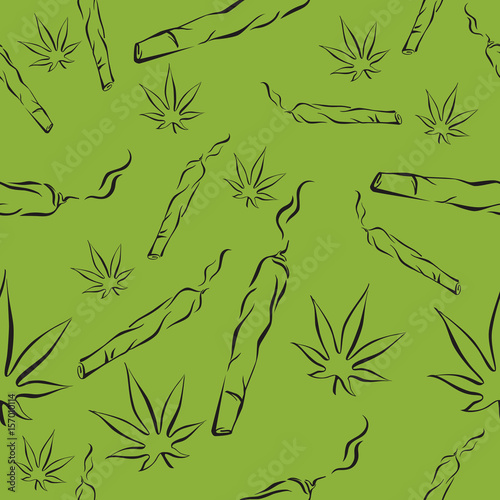 Marijuana leafs and joints seamless pattern, Mj vector background