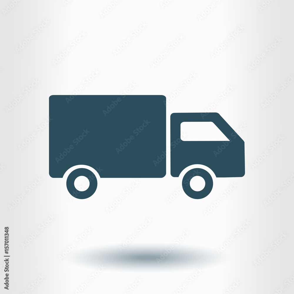 Delivery truck sign icon. Cargo van symbol. Shipments and free delivery. Flat style. Vector.