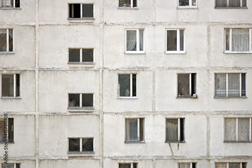 Flat view of the windows of an apartment building