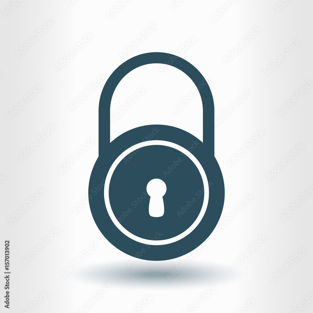 Lock icon.  Flat design style. Access to the user.