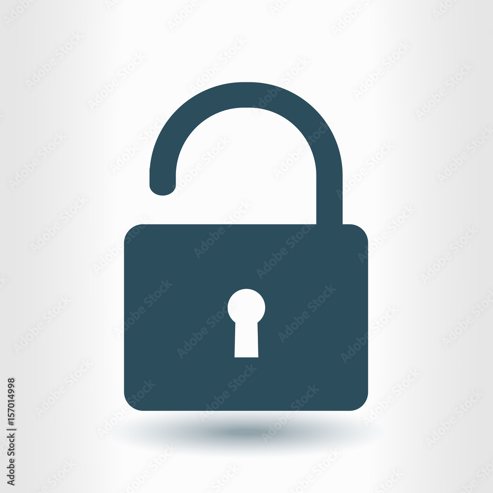 Unlock icon. Flat design style. Access to the user. Unlock icon. Flat design style. Access to the user.