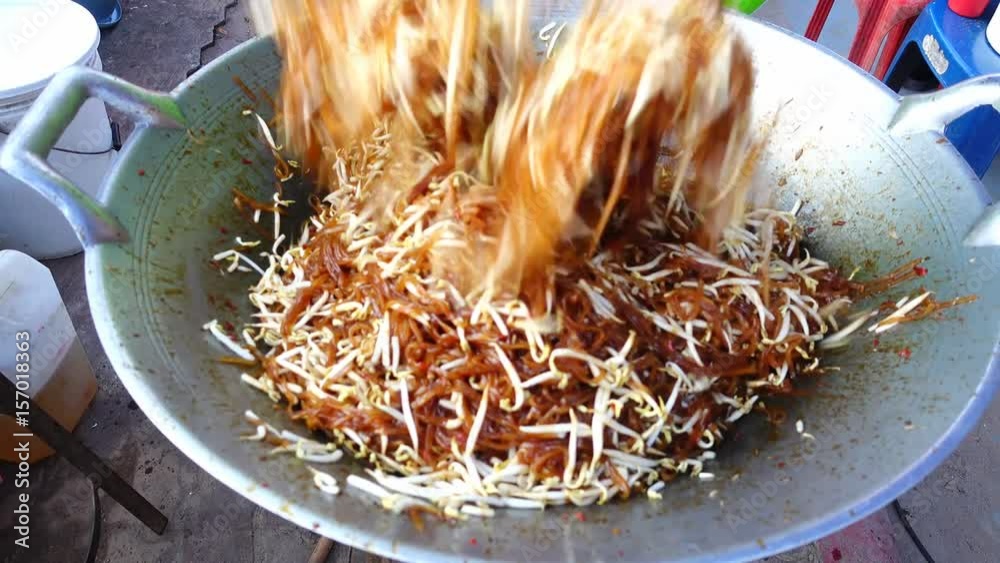 Pad Thai Street Food in Thailand ,Thai Cuisine Noodle 