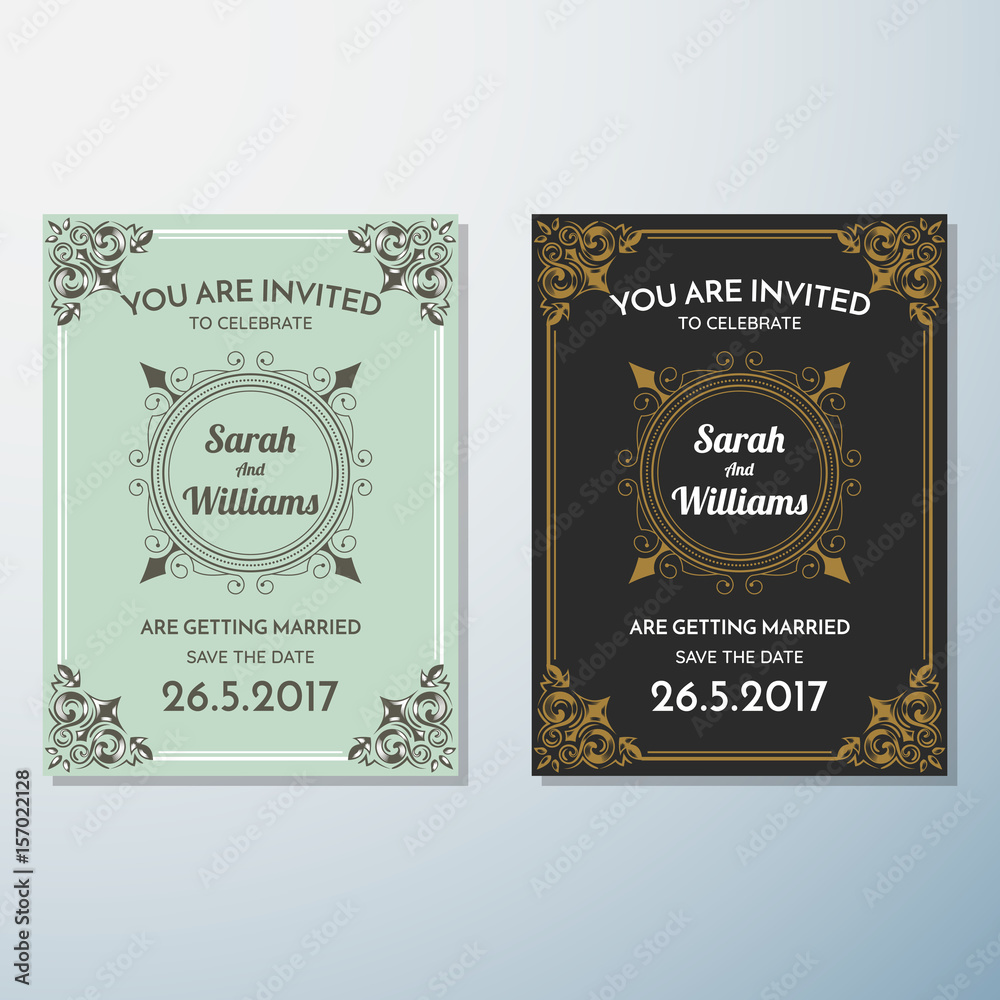 Wedding Invitation Vintage flyer background Design Template