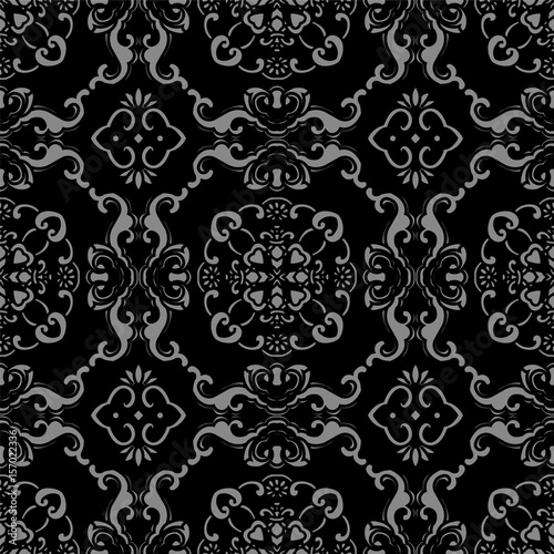 Antique seamless background spiral curve chain flower