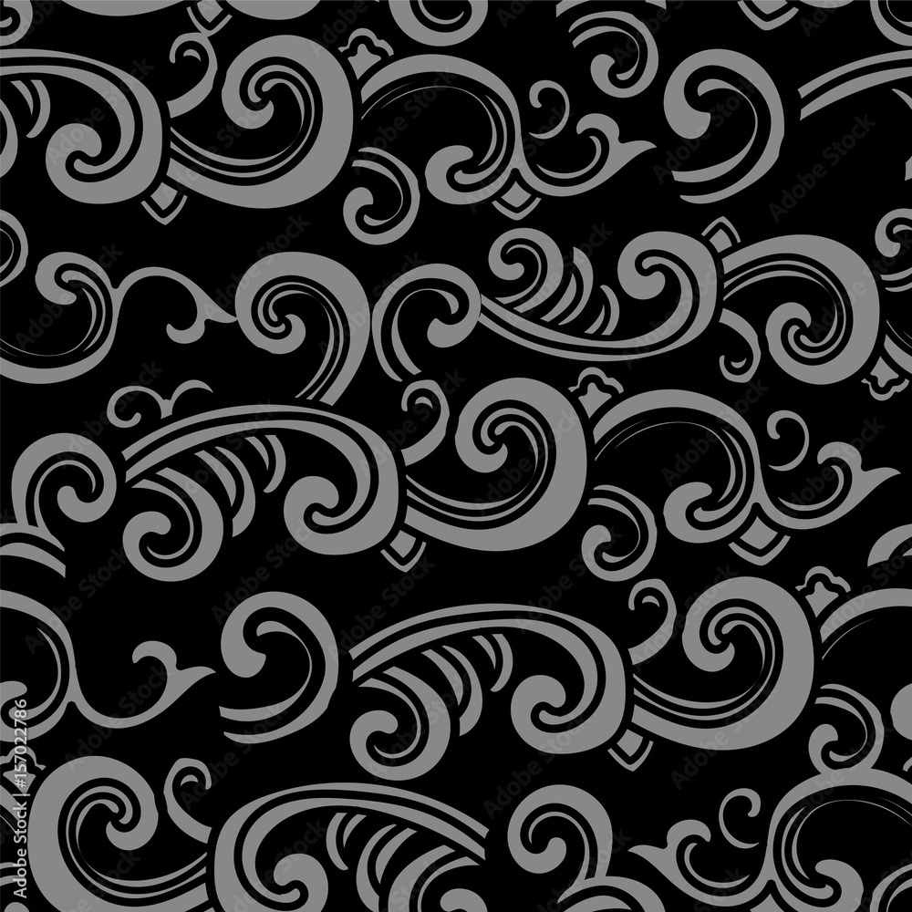 Antique seamless background spiral curve wave cross