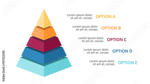 Fotografie, Obraz Vector 3d pyramid infographic, growth diagram chart, layered performance graph presentation