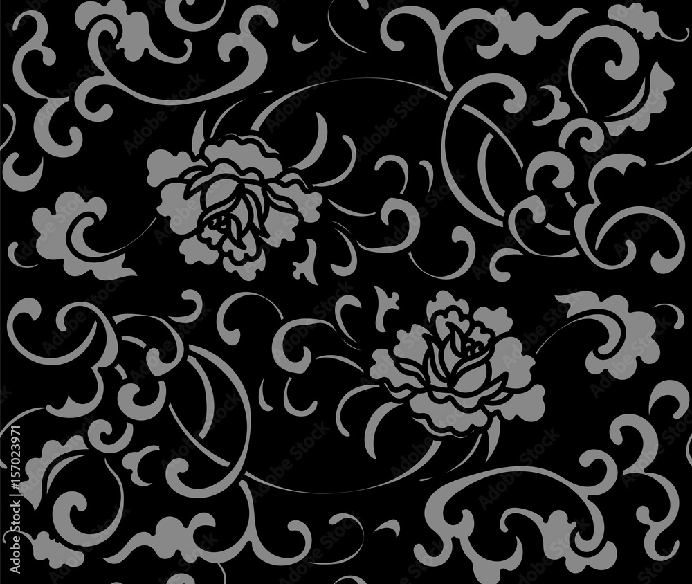 Antique seamless background garden spiral vine flower Antique seamless background garden spiral vine flower
