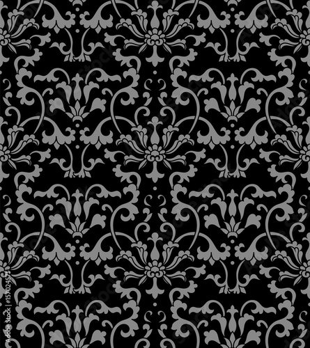 Antique seamless background Chinese botanic garden spiral vine flower leaf