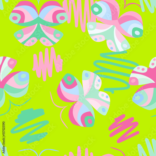 Cute colorful pattern with butterflies  vector. Good for children s goods  print on fabric  decor in a nursery  background  backdrop  gadgets and more