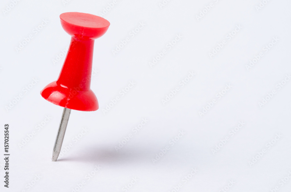 Red Pushpin Isolated on White Background. Copy Space