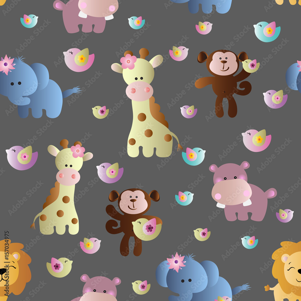 Obraz premium seamless pattern with cute african animals