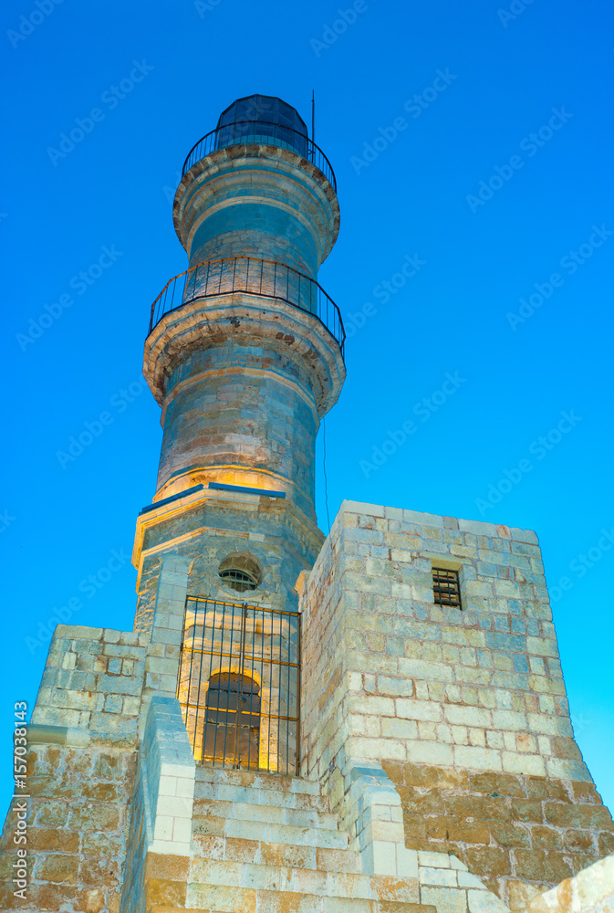 Greece, Crete, Chania light house landscape sunset light