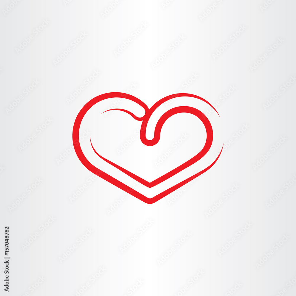 stylized red heart symbol icon vector element
