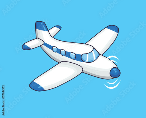 White blue propeller airplane.
