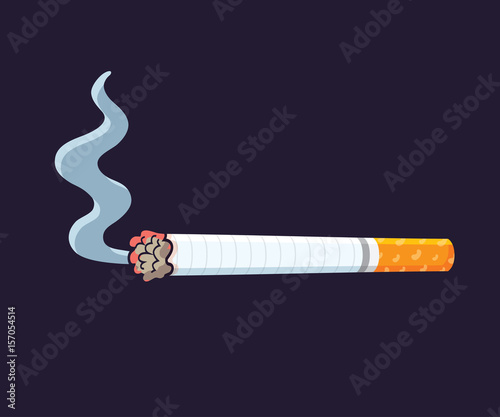 Cigarette with smoke vector icon.