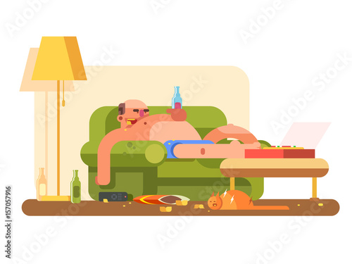 Lazybones character design flat