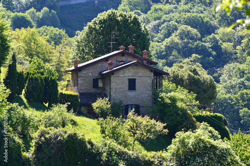 Beautiful view of a house on the hill of Bergamo, Italy