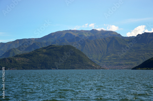 ISEO, ITALY - MAY 13, 2017: View of the pier of Iseo Lake with boats, Iseo, Italy