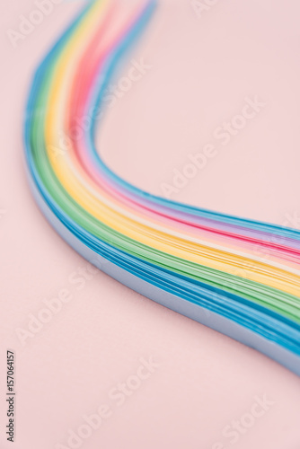 Paper strips in rainbow colors as a colorful backdrop