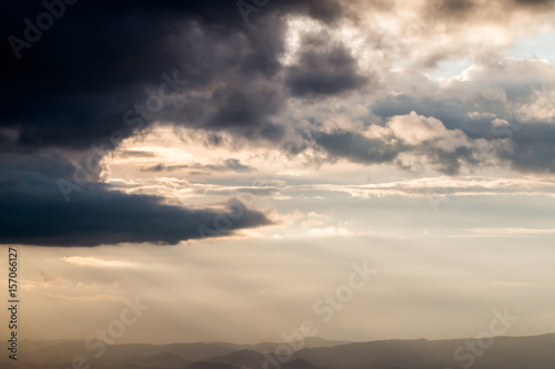 colorful dramatic sky with cloud at sunset