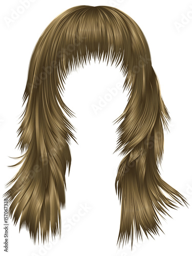 trendy woman long hairs brown blonde beige colors .  beauty fashion .  realistic 3d